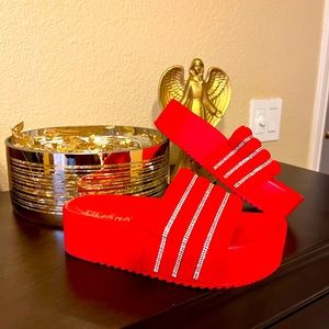 beautiful shiny red  sandals comfortable and soft